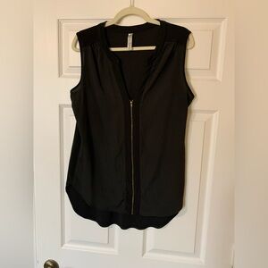 PerSeption Concept Black‎ Zip-Front Sleeveless Blouse Size XL Chic Feminine
